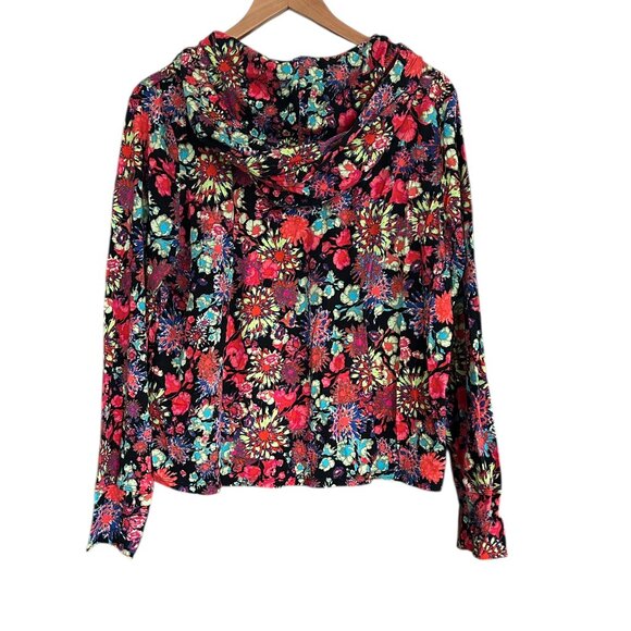 Calvin Klein Performance Cropped Hoodie‎ XL Floral Print Cotton Modal Blend - Picture 3 of 6
